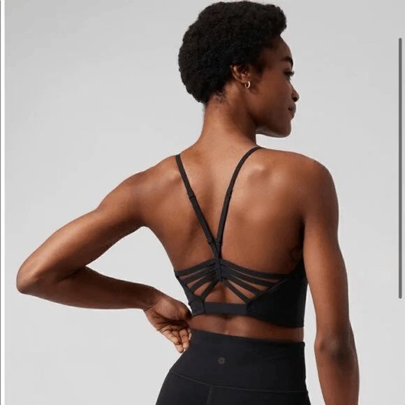 Athleta Black Elation Strappy Cropped Longline Yoga Active Top 3X D-DD NWT - Picture 9 of 11